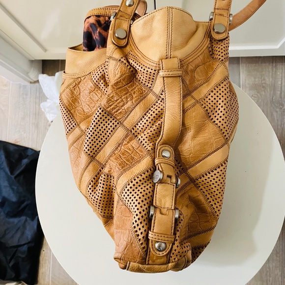 NWOT B MAKOWSKY Bohemian Slouch Leather Patchwork Bag - Picture 5 of 7